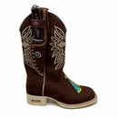 BotaFaca Cristã\n                                    - Couro Nobuck Chocolate | Bordados Cruz Bege e Nossa Senhora Tradicional