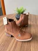 Botina Daniel - Couro Horse Nescau/ Bordado Padroeira