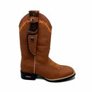 BotaFaca Arame\n                                    - Couro Crazy Horse Telha | Bordado Laranja