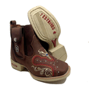 BotinaCanivete Florência\n                                    - Couro Crazy Horse Nescau | Bordados Rosa e Bege