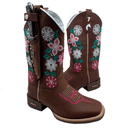 BotaFaca Ramo \n                                    - Couro Crazy Horse Nescau | Bordado Flores