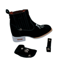 BotinaCanivete Boi Nelore\n                                    - Couro Nobuck Preto | Bordado Branco