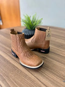 Botina Samuel - Couro Jacaré Caramelo/Sem Bordado