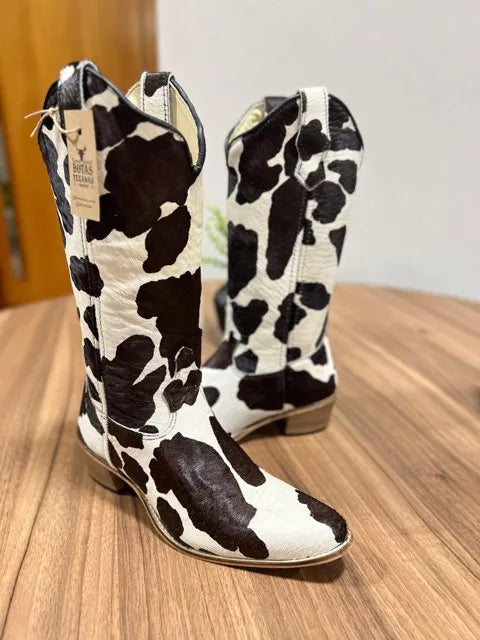 Texana Penélope Bico Fino - Couro Holandês Estampado/Sem Bordado