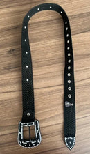 Cinto - Couro Nobuck Tilápia Preto/Pingente Padroeira