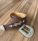 Cinto - Couro Horse Nescau/Bordado Florência