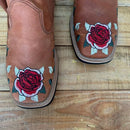 BotinaCanivete Amanda\n                                    - Couro Crazy Horse Telha | Bordado Flores