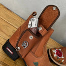 BotinaCanivete Amanda\n                                    - Couro Crazy Horse Telha | Bordado Flores