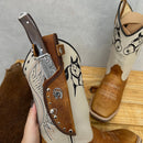 BotaFaca Cavaleiro\n                                    - Couro Cano Napa Flay Bege | Couro Gáspea Fóssil Havana Chapado