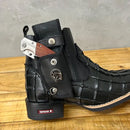 BotinaCanivete Dinossauro\n                                    - Couro Látego Preto Estilizado em Dinossauro