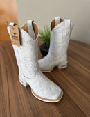 Texana Maitê Tradicional - Couro Floatter Branco Bordado Florência Branco