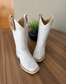 Texana Maitê Tradicional - Couro Floatter Branco Bordado Florência Branco