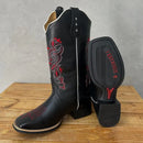 BotaFaca Heloisa 2.0\n                                    - Couro Látego Preto | Bordado Vermelho e Branco