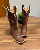 Texana Alice - Couro Horse Nescau/Bordado Meia Tribal Preto