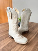 Texana Maria - Couro Off-White/Bordado Padroeira