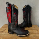 BotaFaca Heloisa 2.0\n                                    - Couro Látego Preto | Bordado Vermelho e Branco